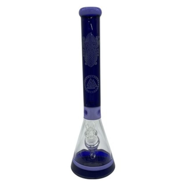 18.5" Blue Decal Embossed Glass Beaker Water Pipe w/ Ice Catcher