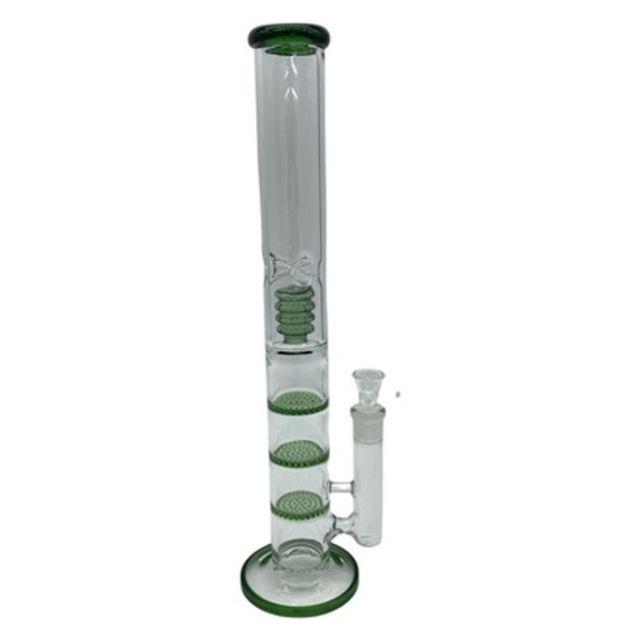 18" Straight Glass Water Pipe w/ Three Honeycomb Discs, Barrel Perc & Ice Catcher