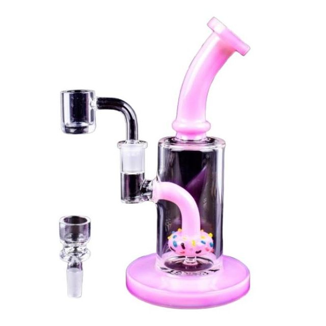 8" Donut Glass Water Pipe with Showerhead Percolator