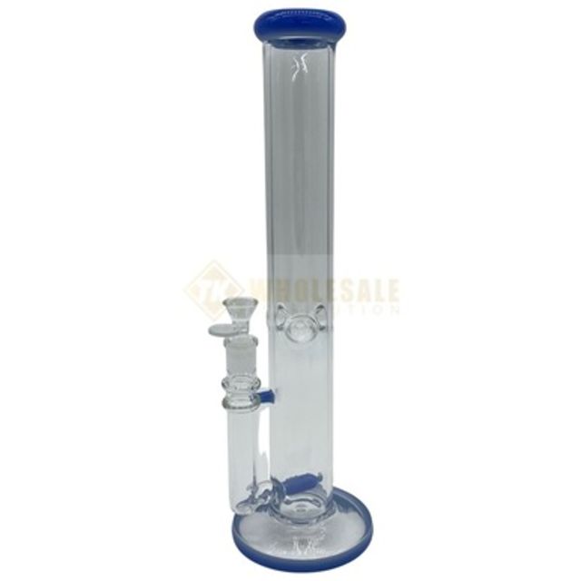 18" Straight Glass Water Pipe Cornflower Color w/ Ice Catcher