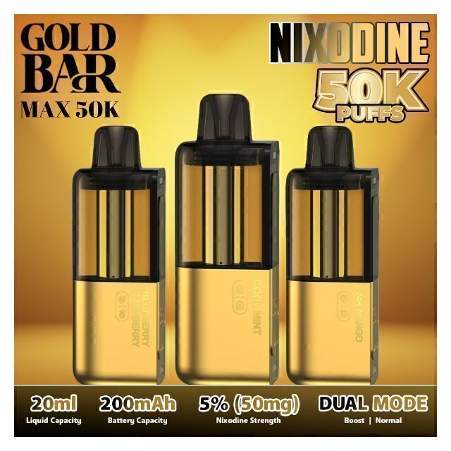 Gold Bar Max Nixodine 50,000 Puffs Replacement Pods