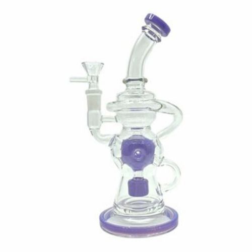 10" Bubble Glass Recycler Water Pipe with Percolator purple
