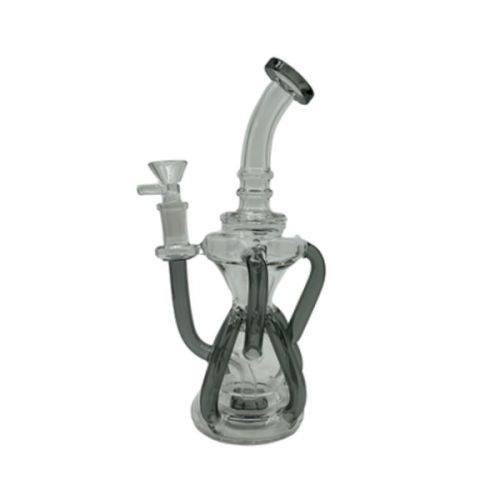 10" Recycler Glass Water Pipe with Showerhead Percolator - Grey