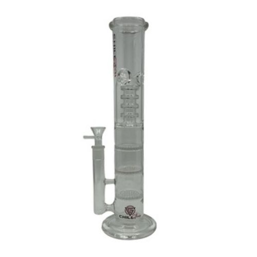 14" Chill Glass Triple Honeycomb Disc Water Pipe with Barrel Percolator and Ice Catcher