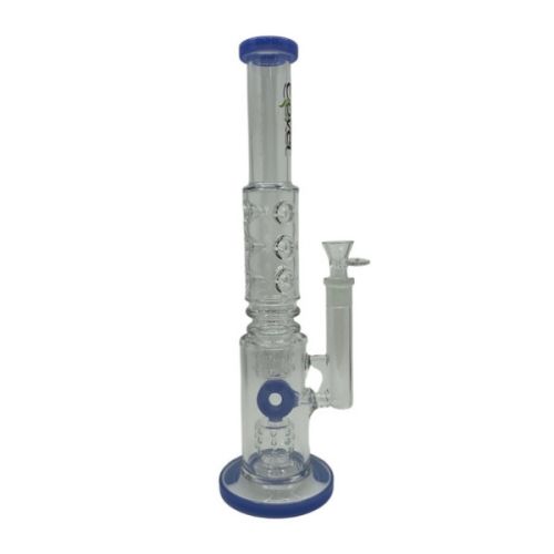 16" Clover Glass Water Pipe Circle Percolator w/ Ice Catchers-Blue