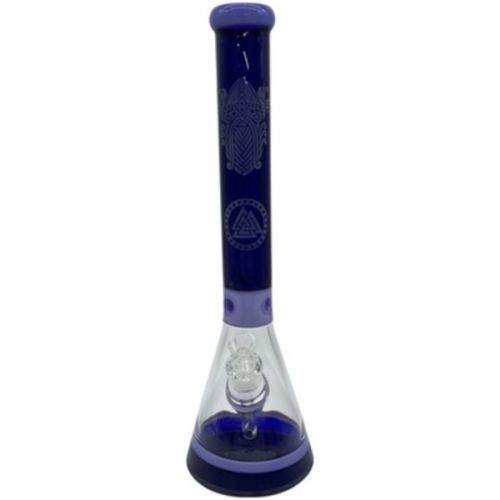 18.5" Blue Decal Embossed Glass Beaker Water Pipe w/ Ice Catcher