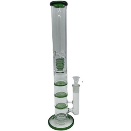 18" Straight Glass Water Pipe w/ Three Honeycomb Discs, Barrel Perc & Ice Catcher