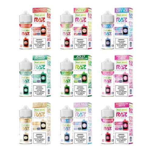 Pod Juice + RAZ Disposables Collab Freebase E-Liquid 100mL
